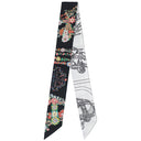 エルメス HERMES ツイリー ブラック×ホワイト×マルチカラー シルク スカーフ BRIDES DE GALA EN FLEURS & EYELINER/ブリッド ドゥ ガラ アン フルール & アイライナー