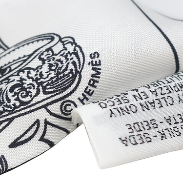 エルメス HERMES ツイリー ブラック×ホワイト×マルチカラー シルク スカーフ BRIDES DE GALA EN FLEURS & EYELINER/ブリッド ドゥ ガラ アン フルール & アイライナー