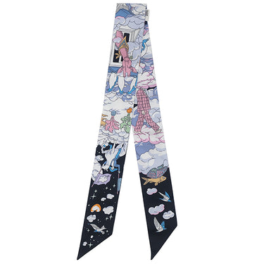 エルメス HERMES ツイリー ブルーノワール×モーヴ×マルチカラー シルク スカーフ 新品 未使用【SUR MON NUAGE/私の雲】