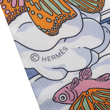 エルメス HERMES ツイリー ブルーノワール×モーヴ×マルチカラー シルク スカーフ 新品 未使用【SUR MON NUAGE/私の雲】