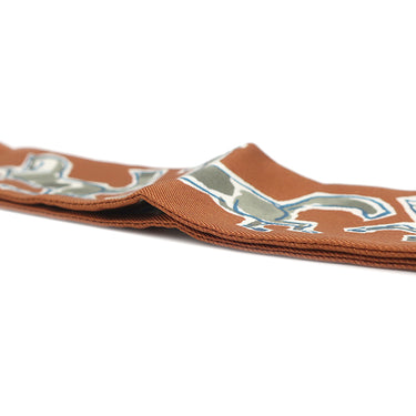 エルメス HERMES ツイリー キャラメル×カーキ×ホワイト シルク スカーフ 【CHEVAUX EN LIBERTE/自由の馬】