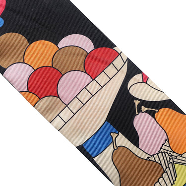 エルメス HERMES ツイリー ブラック×ホワイト×ブルー シルク スカーフ 【LA PATISSERIE FRANCAISE CHARM/パティスリーフランセーズチャーム】