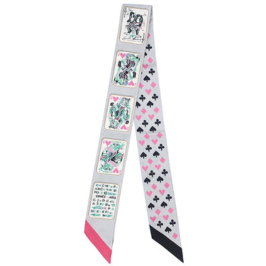 エルメス HERMES ツイリー グリペール×ローズ×ブラック シルク スカーフ 【JEU DE CARTES/ジュー ドゥ カルト】