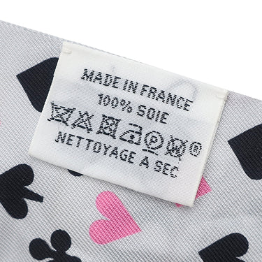 エルメス HERMES ツイリー グリペール×ローズ×ブラック シルク スカーフ 【JEU DE CARTES/ジュー ドゥ カルト】