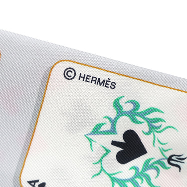 エルメス HERMES ツイリー グリペール×ローズ×ブラック シルク スカーフ 【JEU DE CARTES/ジュー ドゥ カルト】