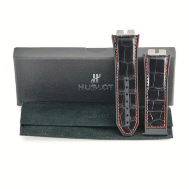 ウブロ HUBLOT ビッグバン ウニコ 411用 クロコ×ラバーバンド ブラック クロコダイル ラバー 腕時計パーツ 純正 替え ベルト ストラップ 28mm ブラック 黒