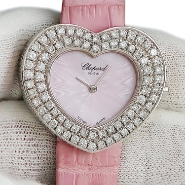 腕時計 ショパール CHOPARD ハート 12/7417 手巻き レディース K18WG無垢 純正ダイヤ ホワイトゴールド ギョウシェ シェル