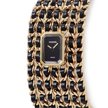 腕時計 シャネル CHANEL プルミエール カフ M LIMITED EDITION H9861 クオーツ レディース K18イエローGP ゴールド ブラック