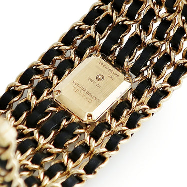 腕時計 シャネル CHANEL プルミエール カフ M LIMITED EDITION H9861 クオーツ レディース K18イエローGP ゴールド ブラック