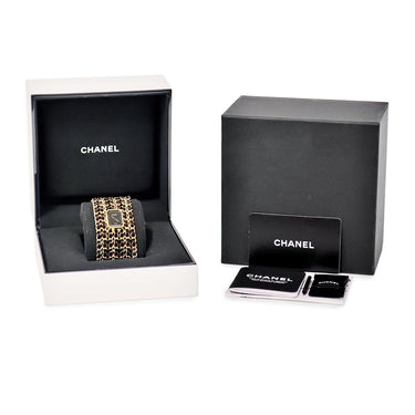 腕時計 シャネル CHANEL プルミエール カフ M LIMITED EDITION H9861 クオーツ レディース K18イエローGP ゴールド ブラック