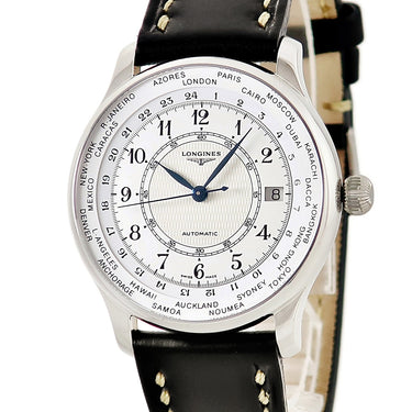 腕時計 ロンジン LONGINES 130YEARS165 GMT L.2.614.4.13.2 自動巻き メンズ メーカーOH済 ホワイト 白 青針 デイト 130周年記念 限定