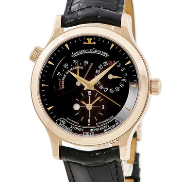 腕時計 ジャガールクルト JAEGER LECOULTRE マスター ジオグラフィーク 142.2.92.S 142.240.927B 自動巻き メンズ K18PG無垢 ブラック デイト