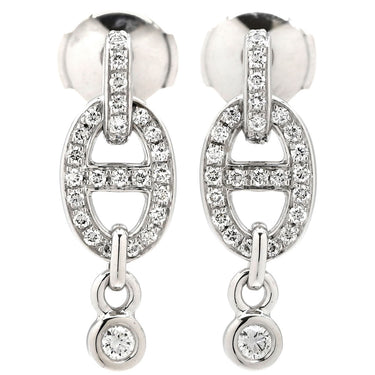 エルメス HERMES シェーヌダンクル ドロップ ダイヤピアス ホワイトゴールド K18WG ピアス 750 18K WG ホワイトゴールド