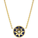 クリスチャン・ディオール Christian Dior ローズ デヴァン メダリオン ミディアム イエローゴールド K18YG ダイヤモンド ラピスラズリ ネックレス Dior Au750 18K ラピスラズリ ダイヤ 一粒