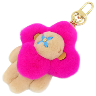 ルイヴィトン LOUIS VUITTON ヴィヴィエンヌ ヴィゾン クリスマス M00870 ピンクXベージュ GP レザー ミンクファー バッグチャーム ゴールド金具 キーホルダー