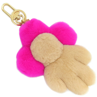 ルイヴィトン LOUIS VUITTON ヴィヴィエンヌ ヴィゾン クリスマス M00870 ピンクXベージュ GP レザー ミンクファー バッグチャーム ゴールド金具 キーホルダー
