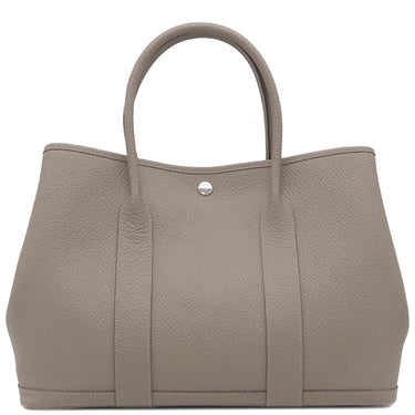 エルメス HERMES ガーデンパーティーPM グリアスファルト カントリー トートバッグ シルバー金具 グレージュ