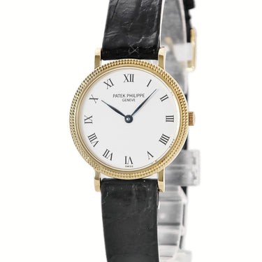腕時計 パテックフィリップ PATEK PHILIPPE カラトラバ 4819J クオーツ レディース K18YG無垢 ホワイト 白 ローマン クル・ド・パリベゼル