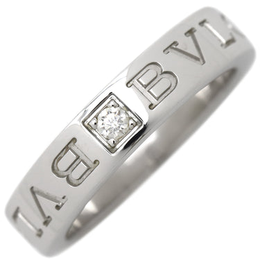 ブルガリ BVLGARI ブルガリブルガリ ダブルロゴ ホワイトゴールド K18WG ダイヤモンド リング 指輪 750AU 1Pダイヤ 8.5号