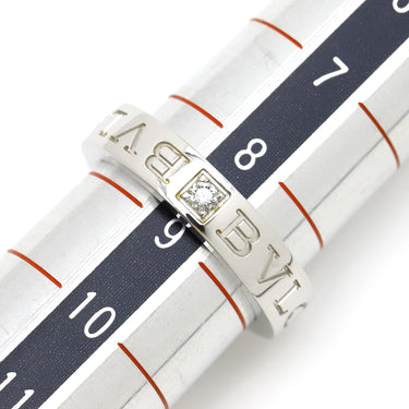ブルガリ BVLGARI ブルガリブルガリ ダブルロゴ ホワイトゴールド K18WG ダイヤモンド リング 指輪 750AU 1Pダイヤ 8.5号