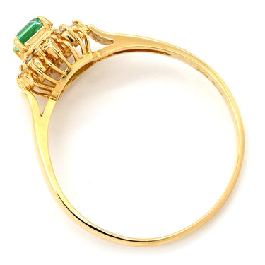 ノンブランド NON BRAND エメラルド ダイヤモンド リング イエローゴールド K18YG エメラルド ダイヤモンド リング 指輪 グリーン 緑 18号