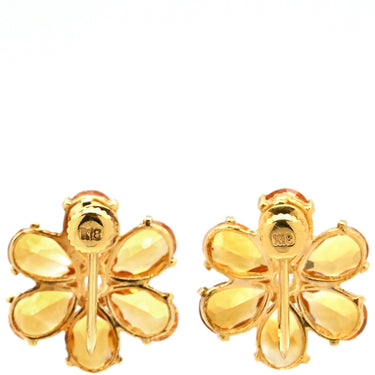 ノンブランド NON BRAND シトリン イヤリング イエローゴールド K18YG シトリン ホワイトサファイア イヤリング 750 イエローゴールド 18K 18金 フラワーモチーフ