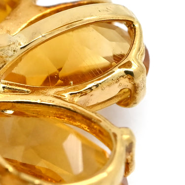 ノンブランド NON BRAND シトリン イヤリング イエローゴールド K18YG シトリン ホワイトサファイア イヤリング 750 イエローゴールド 18K 18金 フラワーモチーフ