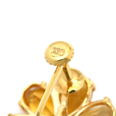 ノンブランド NON BRAND シトリン イヤリング イエローゴールド K18YG シトリン ホワイトサファイア イヤリング 750 イエローゴールド 18K 18金 フラワーモチーフ