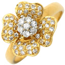 ノンブランド NON BRAND フラワーモチーフ ダイヤリング イエローゴールド K18YG ダイヤモンド リング 指輪 Au750 18K 18金 パヴェ 12号