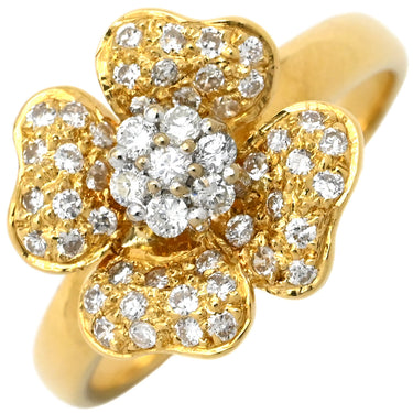 ノンブランド NON BRAND フラワーモチーフ ダイヤリング イエローゴールド K18YG ダイヤモンド リング 指輪 Au750 18K 18金 パヴェ 12号