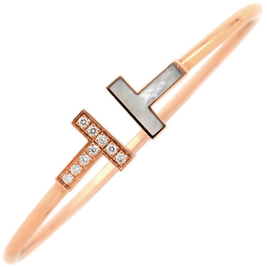 ティファニー Tiffany & Co Tワイヤー 64028618 ピンクゴールド K18PG ダイヤモンド マザーオブパール ブレスレット 750PG 18金