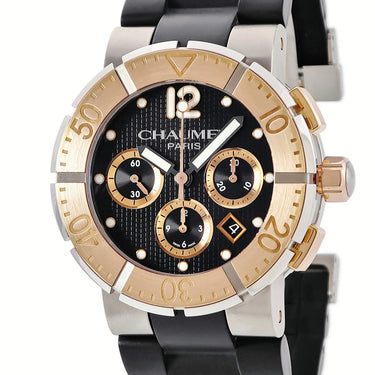 腕時計 ショーメ CHAUMET クラスワン クロノグラフ XXL W17790-45R 自動巻き メンズ K18PG×Ti×SS ブラック デイト スモールセコンド