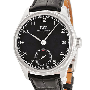 腕時計 IWC IWC ポルトギーゼ ハンドワインド エイトデイズ IW510202 手巻き メンズ ブラック 黒 スモールセコンド デイト