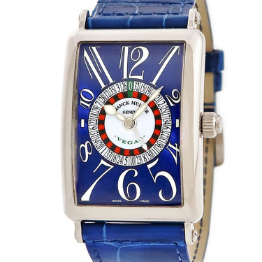 腕時計 フランクミュラー FRANCK MULLER ロングアイランド ヴェガス 1250VEGAS 自動巻き メンズ K18WG無垢 ブルー ビザン数字 ルーレット
