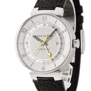 腕時計 ルイヴィトン LOUIS VUITTON タンブール ムーン GMT Q8D31 自動巻き メンズ デイト アラビア バー 2タイムゾーン