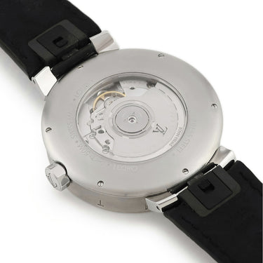 腕時計 ルイヴィトン LOUIS VUITTON タンブール ムーン GMT Q8D31 自動巻き メンズ デイト アラビア バー 2タイムゾーン