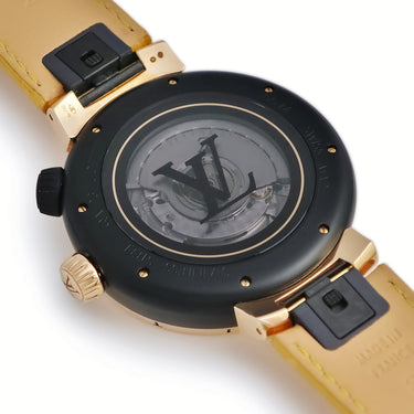 腕時計 ルイヴィトン LOUIS VUITTON タンブール ストリート ダイバー ブラックブレイズ QA123Z 自動巻き メンズ K18PG×SS コンビ 黒