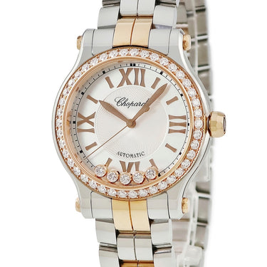 腕時計 ショパール CHOPARD ハッピースポーツ 278608-6004 自動巻き レディース K18RG×SS 純正ダイヤ ギヨシェ ムービングダイヤ