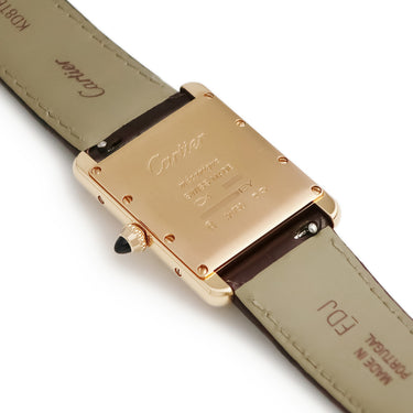 腕時計 カルティエ Cartier タンク ルイ カルティエ LM WGTA0011 手巻き メンズ レディース K18PG無垢 ギョウシェ 青針