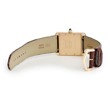 腕時計 カルティエ Cartier タンク ルイ カルティエ LM WGTA0011 手巻き メンズ レディース K18PG無垢 ギョウシェ 青針