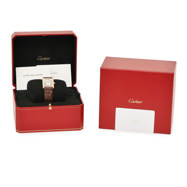 腕時計 カルティエ Cartier タンク ルイ カルティエ LM WGTA0011 手巻き メンズ レディース K18PG無垢 ギョウシェ 青針