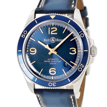 腕時計 ベル&ロス BELL＆ROSS BR V2-92 アエロナバル BRV292-BU-G-ST/SCA 自動巻き メンズ ソレイエブルー 回転ベゼル デイト