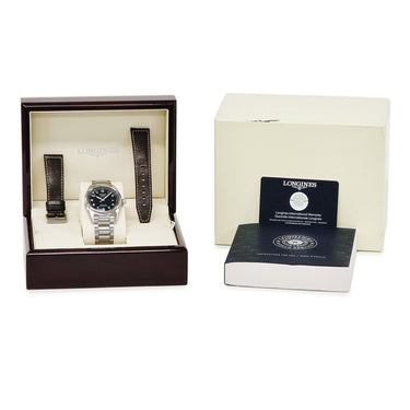 腕時計 ロンジン LONGINES スピリット L3.810.4.53.6 自動巻き メンズ ブラック デイト アラビア クロノメーター