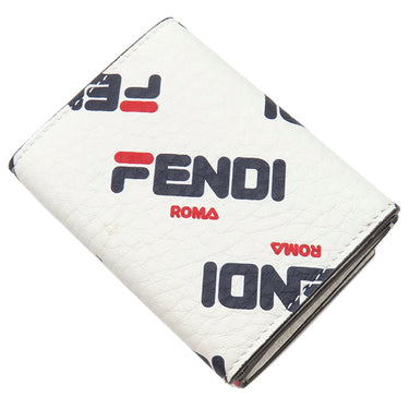 フェンディ FENDI フェンディローマ コンパクトウォレット BM0395 ホワイト レザー 三つ折り財布 ゴールド金具 ミニ財布