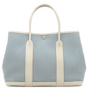 エルメス HERMES ガーデンパーティーPM ブルーリン×クレ トワルオフィシエ ネゴンダ トートバッグ シルバー金具 水色 オフホワイト