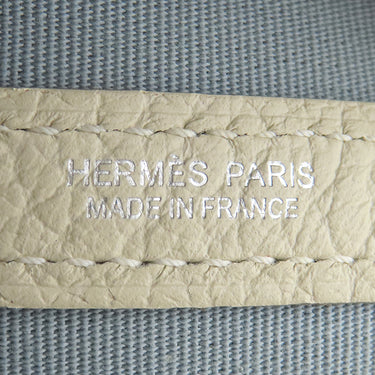 エルメス HERMES ガーデンパーティーPM ブルーリン×クレ トワルオフィシエ ネゴンダ トートバッグ シルバー金具 水色 オフホワイト