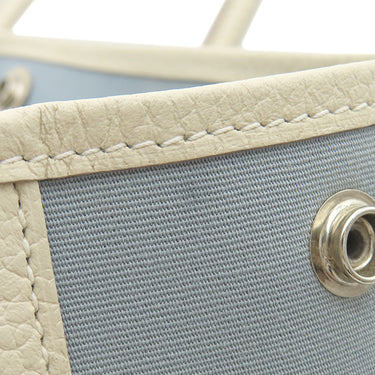 エルメス HERMES ガーデンパーティーPM ブルーリン×クレ トワルオフィシエ ネゴンダ トートバッグ シルバー金具 水色 オフホワイト