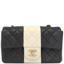 シャネル CHANEL マトラッセ20 ブラック×ホワイト レザー ショルダーバッグ シャンパンゴールド金具 黒 チェーンショルダー バイカラー