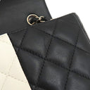 シャネル CHANEL マトラッセ20 ブラック×ホワイト レザー ショルダーバッグ シャンパンゴールド金具 黒 チェーンショルダー バイカラー