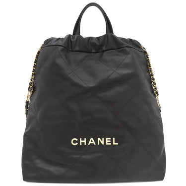 シャネル CHANEL シャネル22 バッグパック ブラック レザー 2WAYバッグ マットゴールド金具 黒 ハンドバッグ リュック